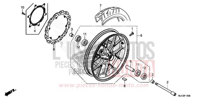 FRONT WHEEL for CBR500R MILLENNIUM RED (R263) from 2015