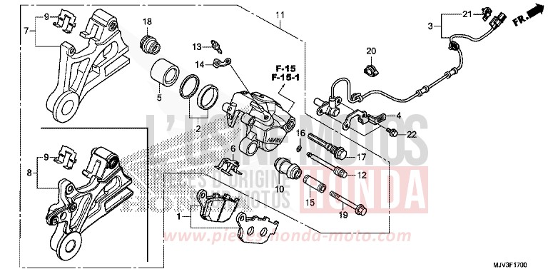 REAR BRAKE CALIPER for CBR500R MILLENNIUM RED (R263) from 2015