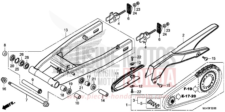 SWINGARM for CBR500R MILLENNIUM RED (R263) from 2015