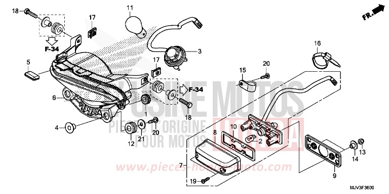 TAILLIGHT for CBR500R MILLENNIUM RED (R263) from 2015