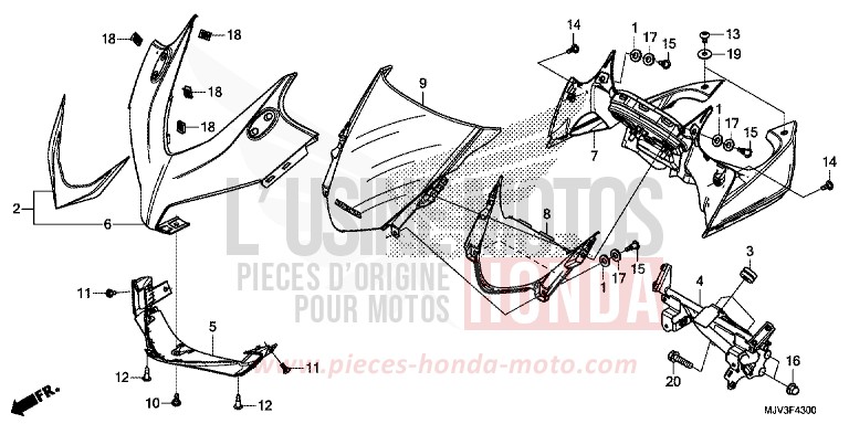 UPPER COWL for CBR500R MILLENNIUM RED (R263) from 2015