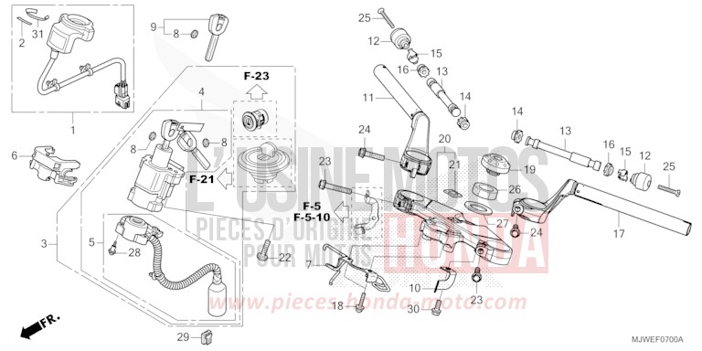 HANDLE PIPE/TOP BRIDGE for CBR500R MILLENNIUM RED (R263) from 2016