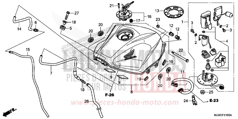 FUEL TANK/FUEL PUMP for CBR500R MILLENNIUM RED (R263) from 2016