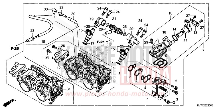 THROTTLE BODY for CBR500R ROSS WHITE (NH196) from 2016