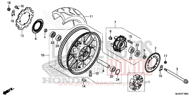 REAR WHEEL for CBR500R ROSS WHITE (NH196) from 2016