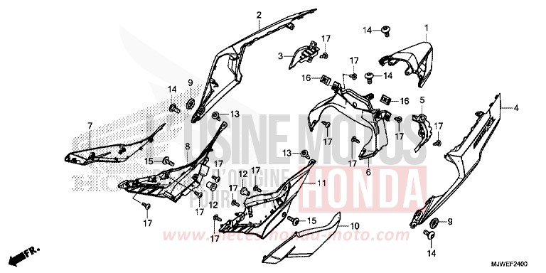 SIDE COVER/REAR COWL for CBR500R ROSS WHITE (NH196) from 2016