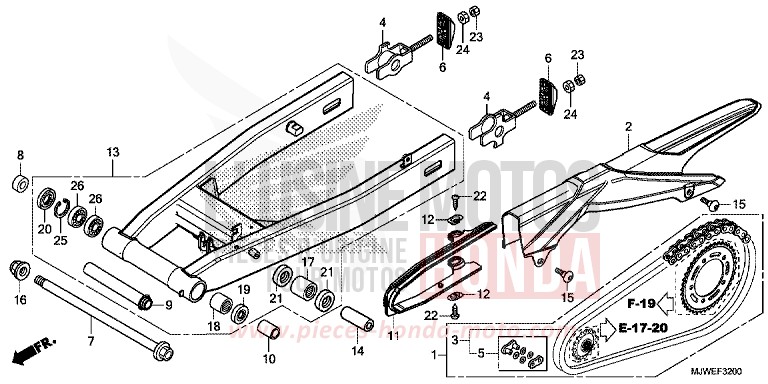 SWINGARM for CBR500R ROSS WHITE (NH196) from 2016