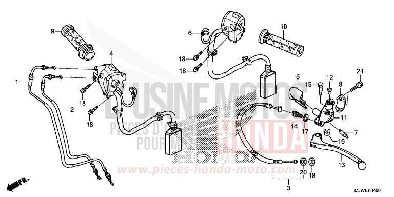 HANDLE LEVER/SWITCH/CABLE for CBR500R GRAPHITE BLACK (NHB01) from 2017