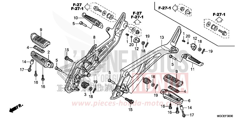 PEDANA per CB1100 PEARL SUNBEAM WHITE (NHA66) del 2014