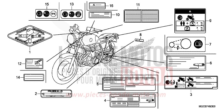 CAUTION LABEL for CB1100 PEARL SUNBEAM WHITE (NHA66) from 2014