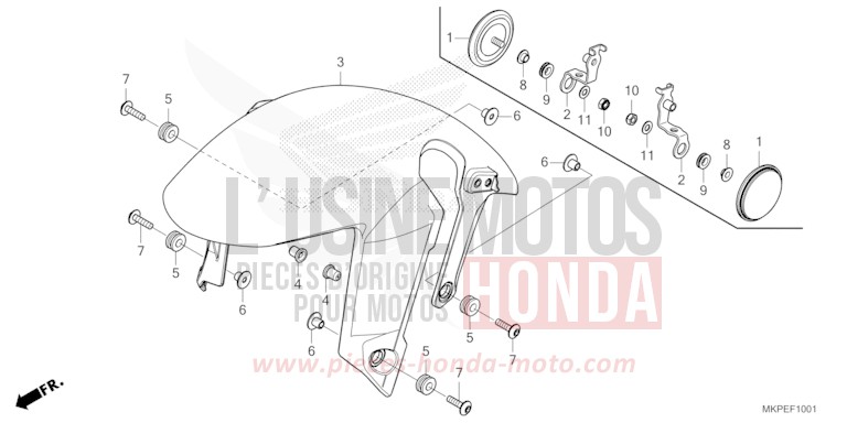 FRONT FENDER (CB500FAN/P) for CB500F MAT AXIS GRAY METALLIC (NH303) from 2022