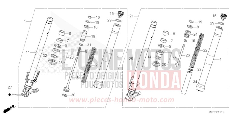 FRONT FORK (CB500FAN/P) for CB500F MAT AXIS GRAY METALLIC (NH303) from 2022