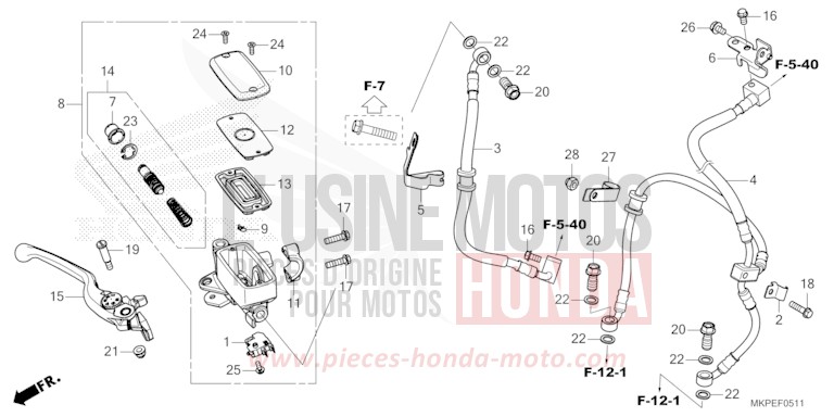 FRONT BRAKE MASTER CYLINDER (CB500FAN/P) for CB500F PEARL SMOKY GRAY (NHC53) from 2022