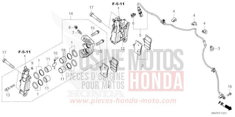 FRONT BRAKE CALIPER (CB500FAN/P) for CB500F PEARL SMOKY GRAY (NHC53) from 2022