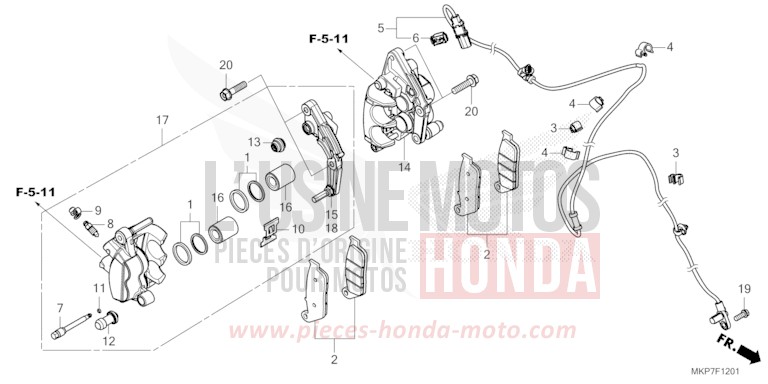 FRONT BRAKE CALIPER (CB400XAN,CB500XAN/P) for CB500X MAT GUNPOWDER BLACK METALLIC (NH436) from 2022