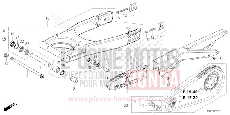 SWINGARM (CB400XAN,CB500XAN/P) for CB500X MAT GUNPOWDER BLACK METALLIC (NH436) from 2022