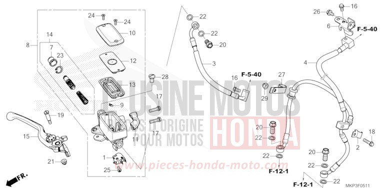 FRONT BRAKE MASTER CYLINDER (CBR500RAN/P) for CBR500R GRAND PRIX RED (R380) from 2022