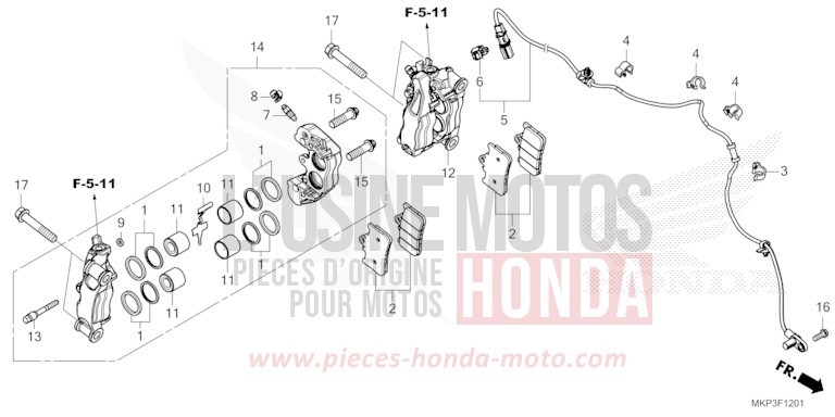 FRONT BRAKE CALIPER (CBR500RAN/P) for CBR500R MAT GUNPOWDER BLACK METALLIC (NH436) from 2022