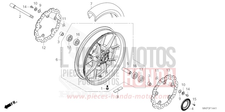 FRONT WHEEL (CBR500RAN/P) for CBR500R MAT GUNPOWDER BLACK METALLIC (NH436) from 2022