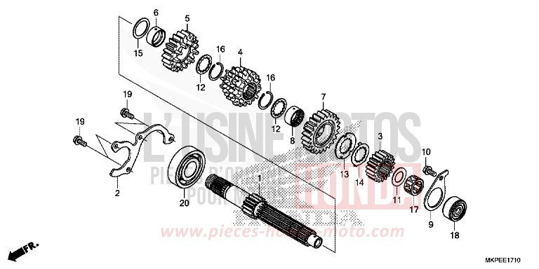 TRANSMISSION (MAINSHAFT) for CB500F GRAND PRIX RED (R380) from 2022
