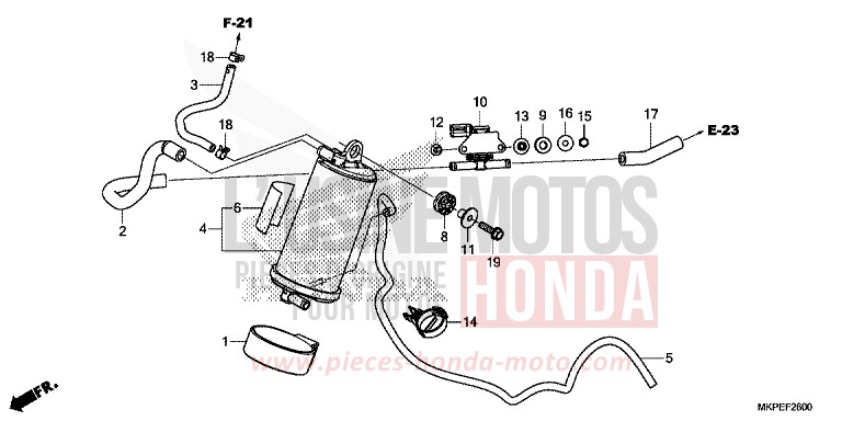 CANISTER for CB500F GRAND PRIX RED (R380) from 2022