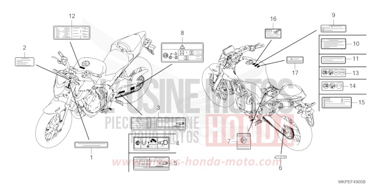 CAUTION LABEL for CB500F GRAND PRIX RED (R380) from 2022