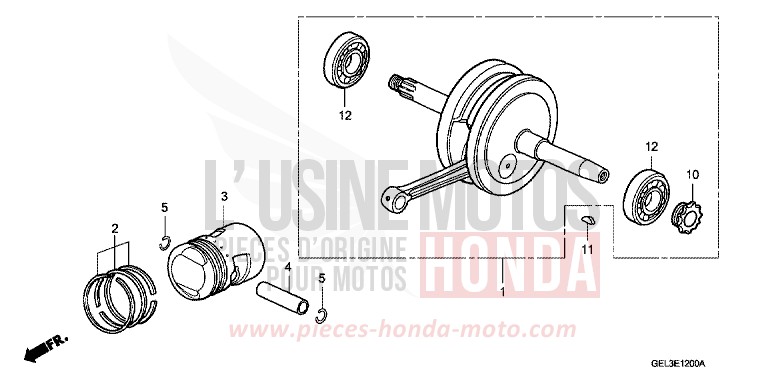 CRANKSHAFT/PISTON for XR50R FIGHTING RED (R134) from 2002