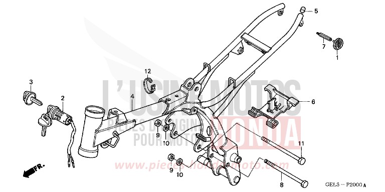 FRAME BODY for XR50R FIGHTING RED (R134) from 2002