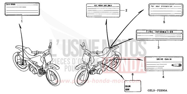CAUTION LABEL for XR50R FIGHTING RED (R134) from 2003