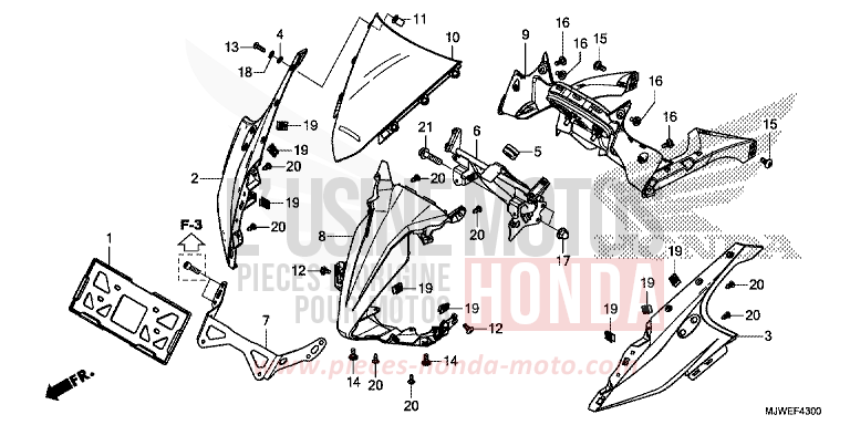 UPPER COWL for CBR500R MILLENNIUM RED (R263) from 2017