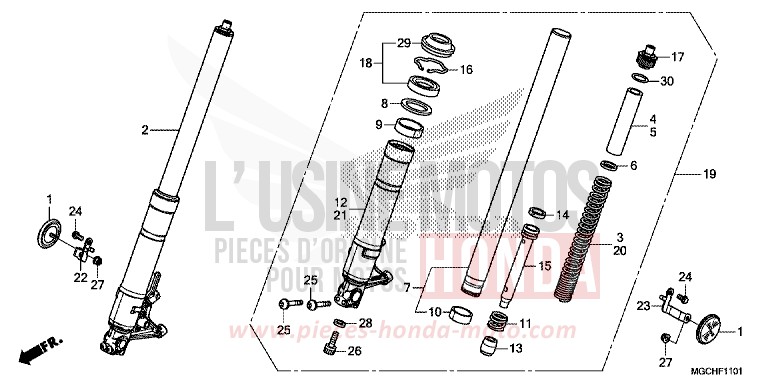 FRONT FORK (CB1100NA/NAD) for CB1100 GRAPHITE BLACK (NHB01) from 2017