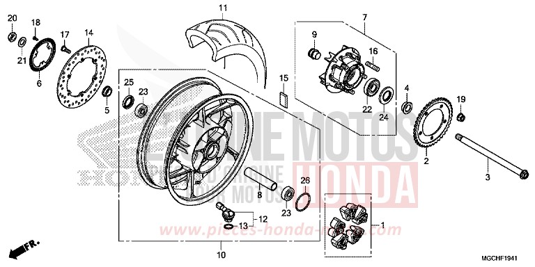 REAR WHEEL (CB1100NA/NAD) for CB1100 GRAPHITE BLACK (NHB01) from 2017