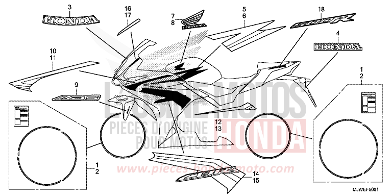 MARCHIO (2) per CBR500R MILLENNIUM RED (R263) del 2017