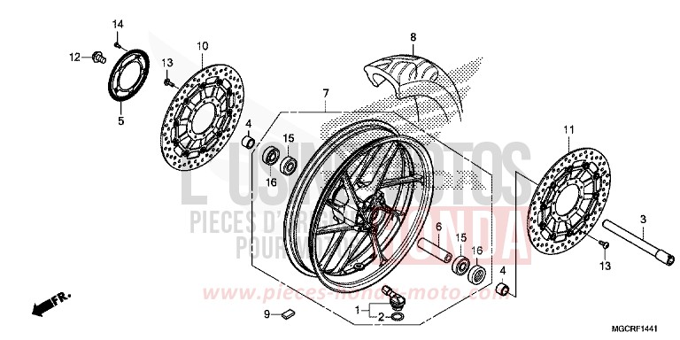 FRONT WHEEL (CB1100NA/NAD) for CB1100 GRAPHITE BLACK (NHB01) from 2018