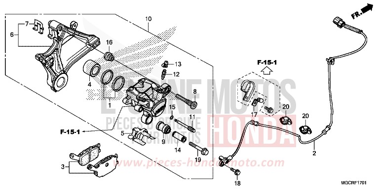 REAR BRAKE CALIPER (CB1100NA/NAD) for CB1100 GRAPHITE BLACK (NHB01) from 2018