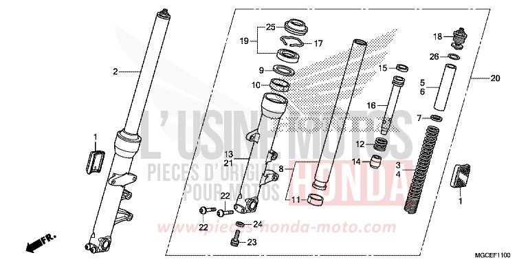 FRONT FORK for CB1100 CANDY ALIZARIN RED (R345) from 2014