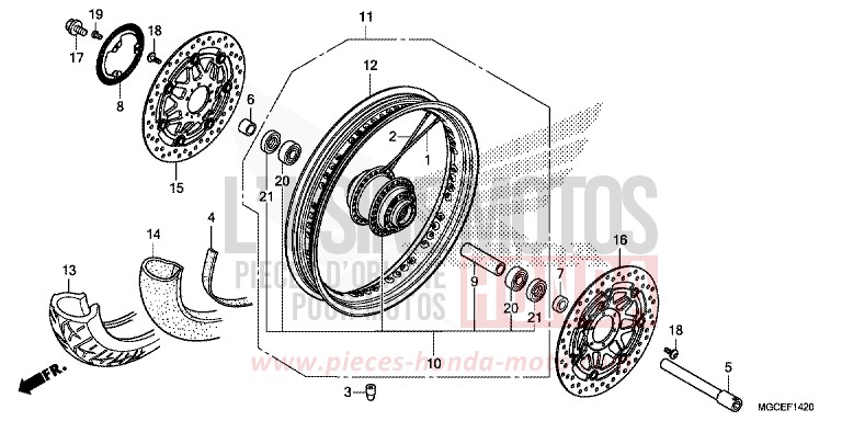 FRONT WHEEL (SPOKE) for CB1100 CANDY ALIZARIN RED (R345) from 2014