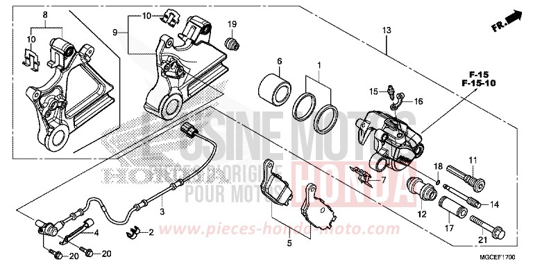 REAR BRAKE CALIPER for CB1100 CANDY ALIZARIN RED (R345) from 2014