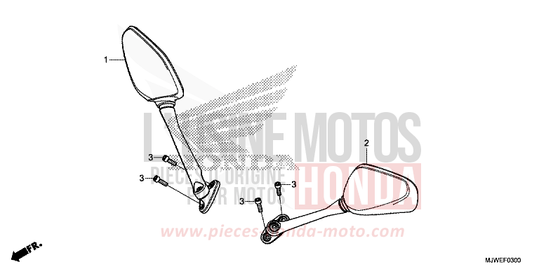 MIRROR for CBR500R PEARL METALLOID WHITE (NHA96) from 2017