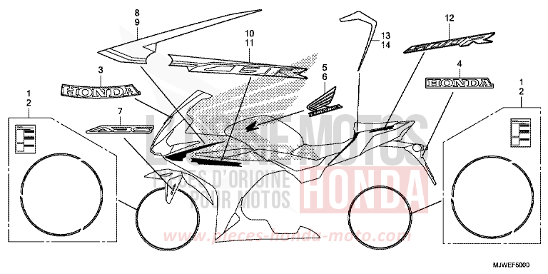 MARK (1) for CBR500R MAT GUNPOWDER BLACK METALLIC (NH436) from 2017