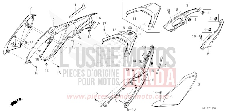 BODY COVER/REAR GRIP for ADV350A MAT CARBONIUM GRAY METALLIC (NHB52) from 2022