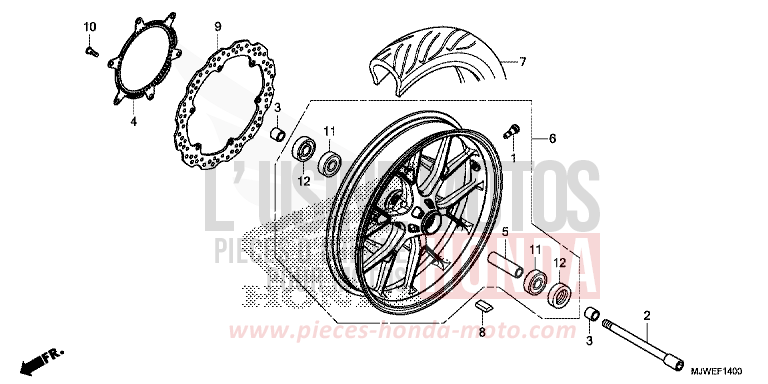 FRONT WHEEL for CBR500R GRAND PRIX RED (R380) from 2018