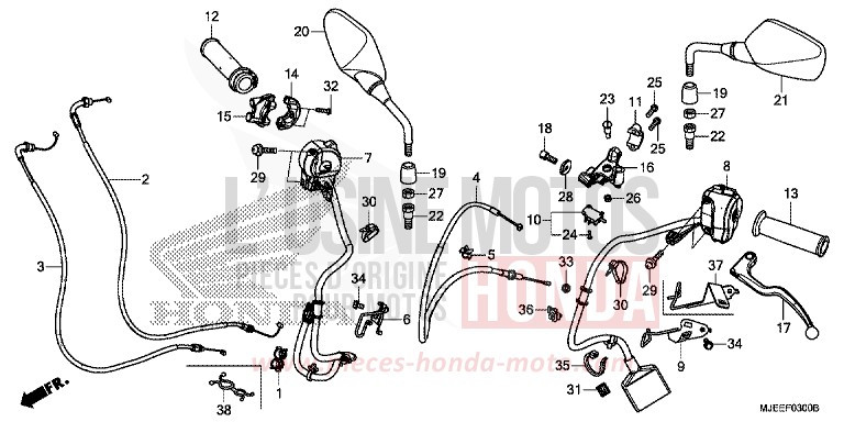 HANDLE LEVER/SWITCH/CABLE/MIRROR for CB650F MAT GUNPOWDER BLACK METALLIC (NH436X) from 2016