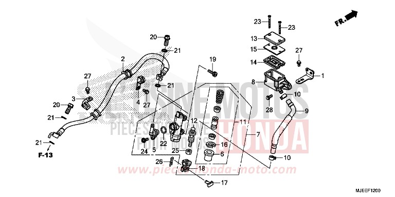 REAR BRAKE MASTER CYLINDER (CB650F) for CB650F MAT GUNPOWDER BLACK METALLIC (NH436X) from 2016
