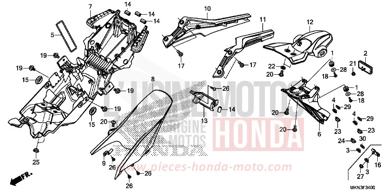 REAR FENDER for CB650R GRAPHITE BLACK (NHB01) from 2019