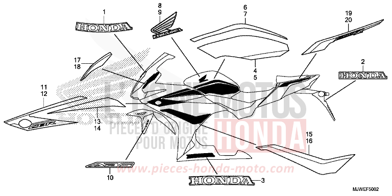 MARCHIO (3) per CBR500R GRAND PRIX RED (R380) del 2018
