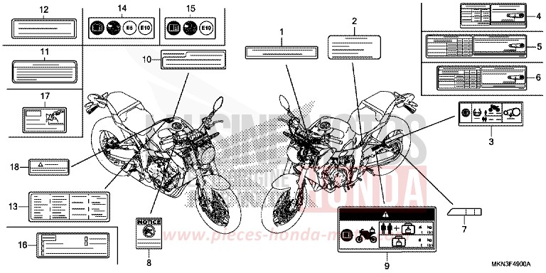 CAUTION LABEL for CB650R MAT CRYPTON SILVER MATALLIC (NHA40) from 2019