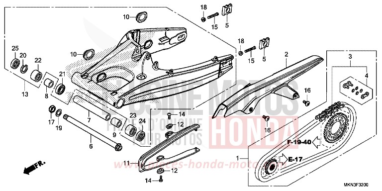 SWINGARM for CB650R CANDY CHROMOSPHERE RED (R381) from 2019