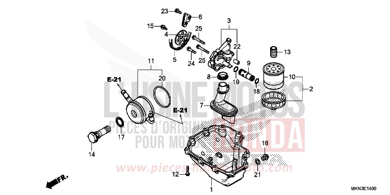 OIL PAN/OIL PUMP for CB650R CANDY CHROMOSPHERE RED (R381) from 2019