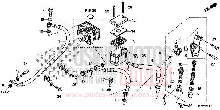 REAR BRAKE MASTER CYLINDER (CBR500RA) for CBR500R GRAPHITE BLACK (NHB01) from 2018
